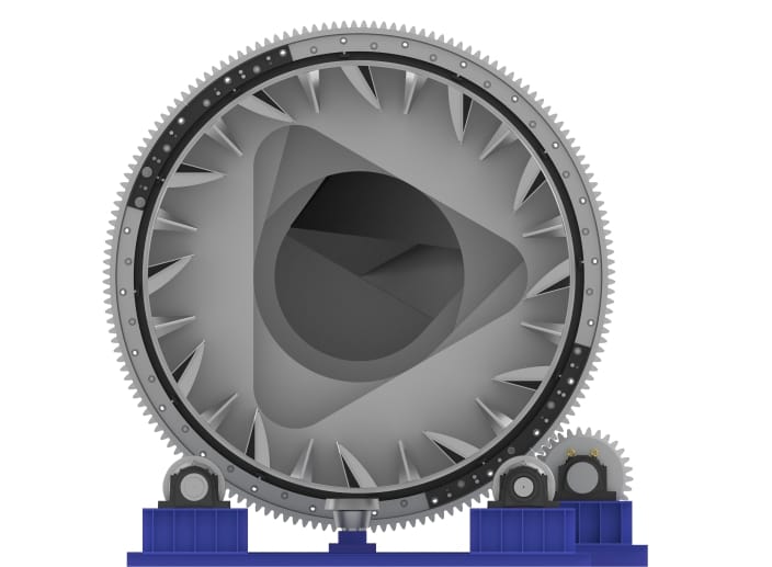 Sharp Edge Drum Pulper cross-section view